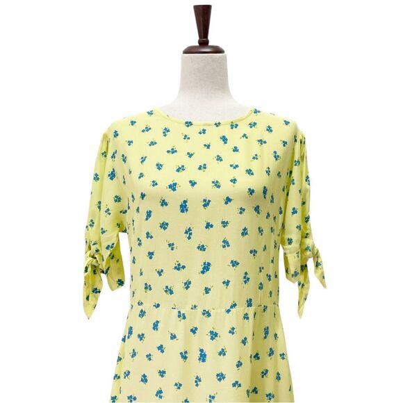 NWT Faithfull the Brand Emilia Luda Lemon Yellow Floral Midi Dress Size Large /8 - Picture 10 of 15